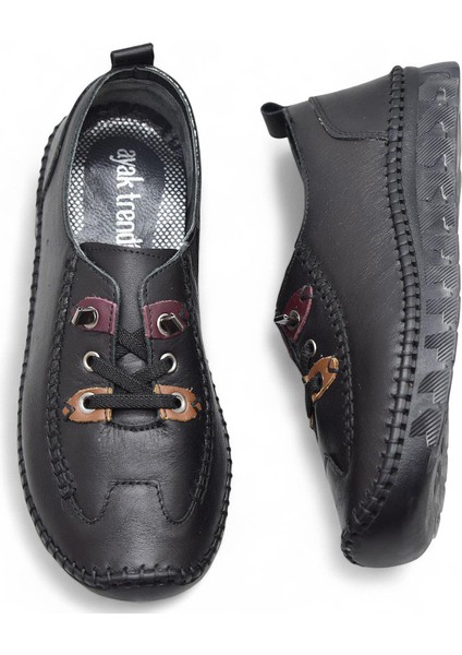 212 Tam Ortopedik Hafif Dolgu Taban Günlük Hakiki Deri Kadın Ayakkabı Anne Ayakkabısı