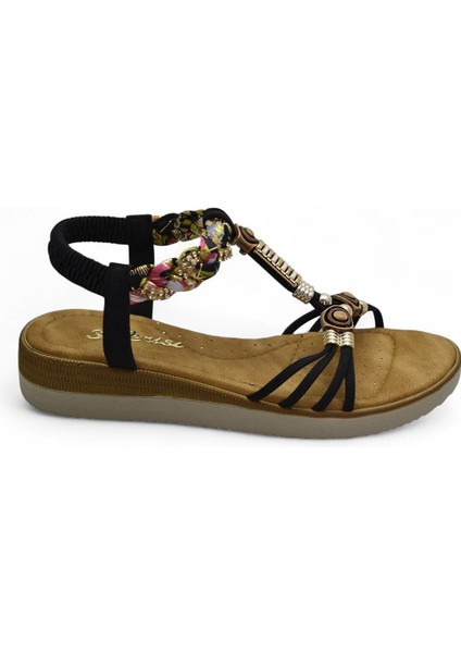 5626 Rahat Ortopedik Taban Taşlı Kadın Sandalet Günlük Sandalet