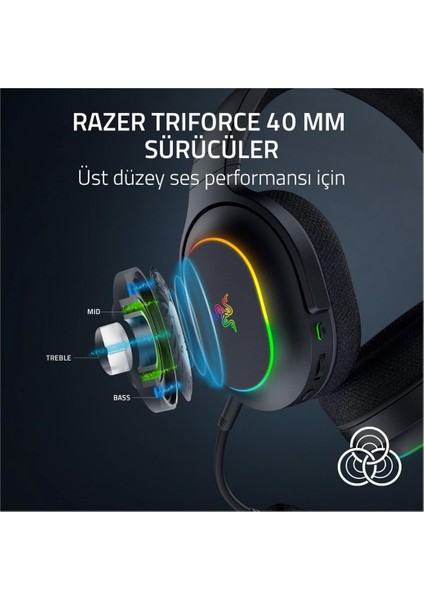 Barracuda x Chroma RZ04-05220100-R3M1 Siyah Rgb 7.1 Kablosuz Kulak Üstü Oyuncu Kulaklığı