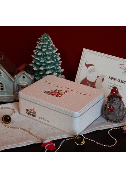 Home Let It Snow Dikdörtgen Dekoratif Metal Saklama Kutusu - Araba Model