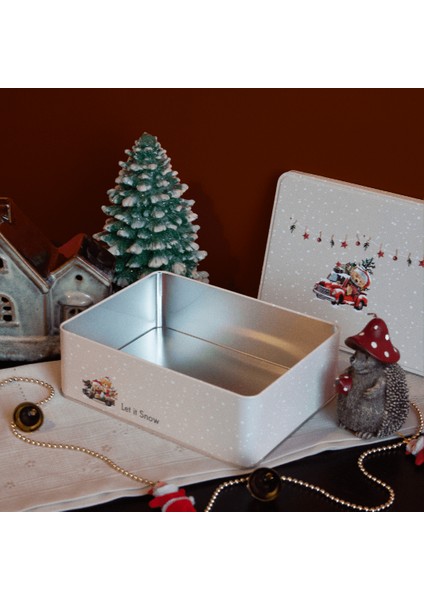 Home Let It Snow Dikdörtgen Dekoratif Metal Saklama Kutusu - Araba Model fiyatları