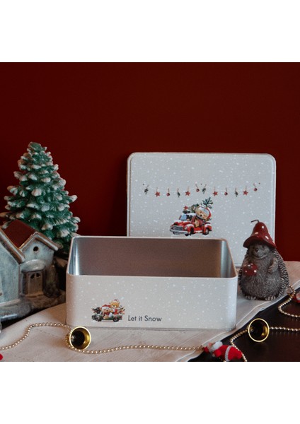 Home Let It Snow Dikdörtgen Dekoratif Metal Saklama Kutusu - Araba Model fırsatları