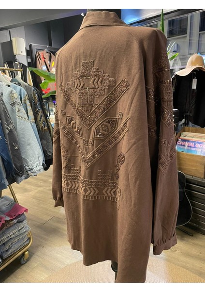 Kadın Nakışlı Taş Işlemeli Pamuklu Uzun Kollu Kimono modelleri