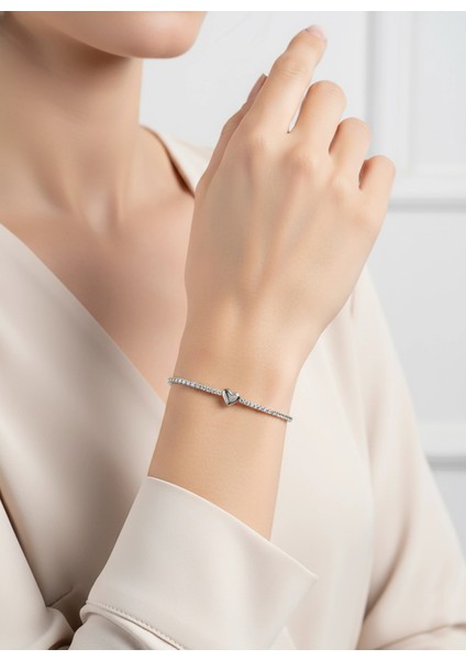 Kalp Suyolu Taşlı Gümüş Bileklik - Rose fiyatları