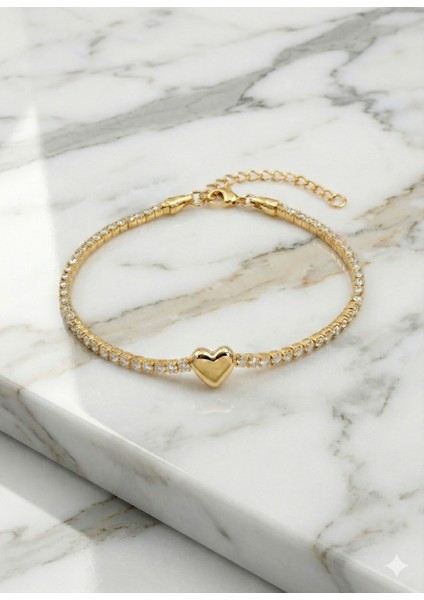 Kalp Suyolu Taşlı Gümüş Bileklik - Rose fırsatları