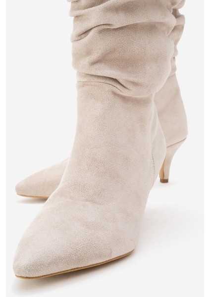 Kadın Körüklü Çizme Bej Süet modelleri