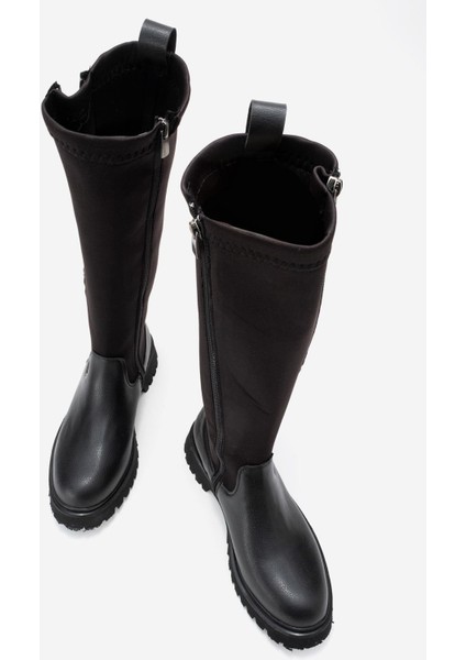 Kadın Çift Fermuarlı Streçli Çizme Siyah Cilt indirimleri