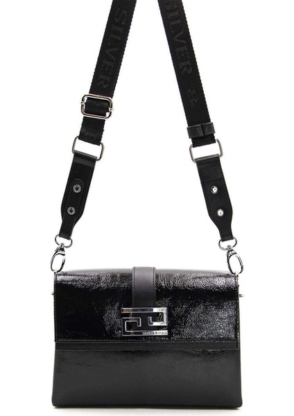 Kadın Çapraz Çanta 1009-48598 Sılver Polo Çapraz Bayan Çantası M158 Siyah-Nova Siyah