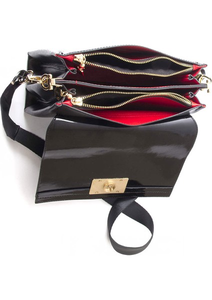 Kadın Çapraz Çanta 1009-48598 Sılver Polo Çapraz Bayan Çantası M158 Siyah-Nova Siyah