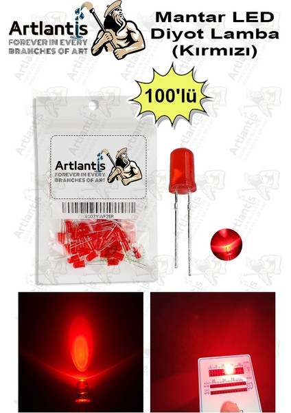 Kırmızı Mantar LED Diyot Lamba 100 Lü 1 Paket Kırmızı 4.8 mm Mini Mantar LED Lamba Deney Bilim Proje Arduino Işığı
