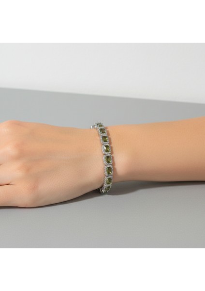 Su Yolu Yeşil Zultanit 925 Ayar Gümüş Kadın Bileklik - Doğum Günü, Sevgililer Günü, Anneler Günü, Yıldönümü Hediyesi modelleri