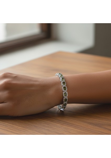 Su Yolu Yeşil Zultanit 925 Ayar Gümüş Kadın Bileklik - Doğum Günü, Sevgililer Günü, Anneler Günü, Yıldönümü Hediyesi fırsatları