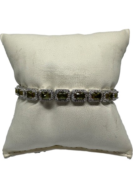 Su Yolu Yeşil Zultanit 925 Ayar Gümüş Kadın Bileklik - Doğum Günü, Sevgililer Günü, Anneler Günü, Yıldönümü Hediyesi