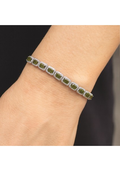 Su Yolu Yeşil Zultanit 925 Ayar Gümüş Kadın Bileklik - Doğum Günü, Sevgililer Günü, Anneler Günü, Yıldönümü Hediyesi