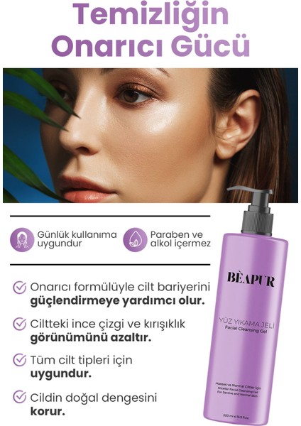 Hassas ve Normal Ciltler İçin Misel Yüz Temizleme Jeli | Makyaj & Kir Kalıntısına Etkili Çözüm 200ml modelleri