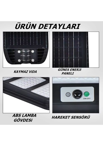 Güneş Enerjili 300W Dış Mekan Bahçe Aydınlat Beyaz LED -Uzaktan Kumandalı Hareket Sensörlü -Hs 3865 modelleri