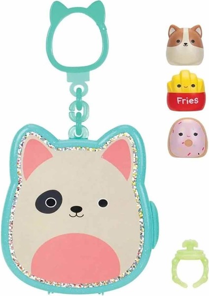 Squishmallows Squish-A-Longs Klipsli Çanta Süsü ve 3 Figür + Yüzük Sürpriz Paket S1 - Kedi Charlie fiyatları