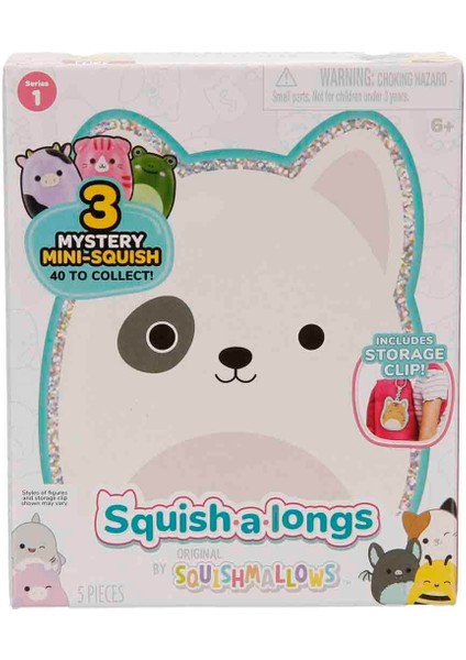 Squishmallows Squish-A-Longs Klipsli Çanta Süsü ve 3 Figür + Yüzük Sürpriz Paket S1 - Kedi Charlie modelleri