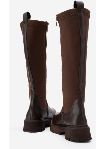 Kadın Çift Fermuarlı Streçli Çizme Kahve Cilt fırsatları