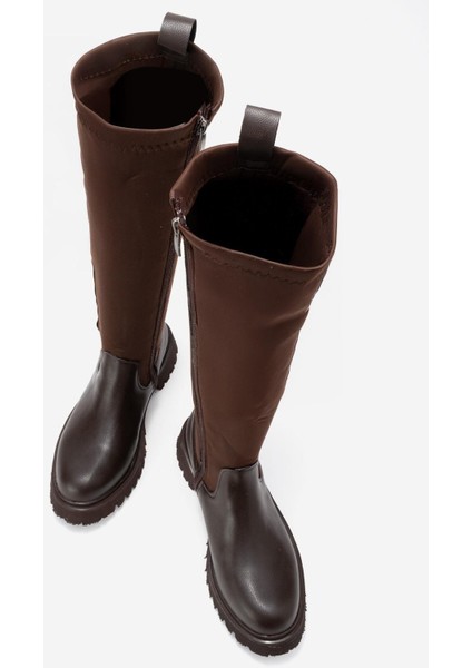 Kadın Çift Fermuarlı Streçli Çizme Kahve Cilt indirimleri
