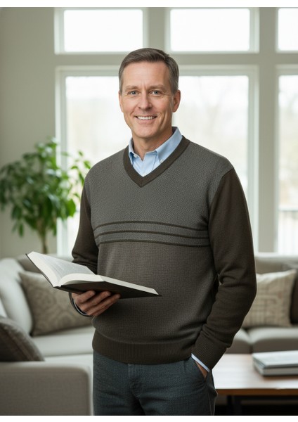 Erkek Kışlık Kazak Rahat Kesim Triko Dokuma V Yaka Desenli Klasik ve Şık fiyatları