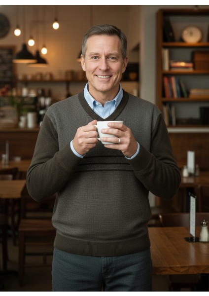 Erkek Kışlık Kazak Rahat Kesim Triko Dokuma V Yaka Desenli Klasik ve Şık modelleri