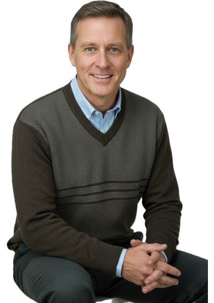 Erkek Kışlık Kazak Rahat Kesim Triko Dokuma V Yaka Desenli Klasik ve Şık indirimleri