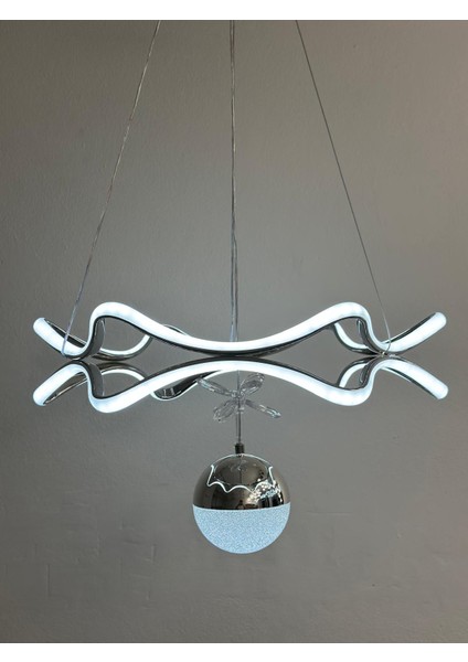 Modern Lüks Salon Model Ledlı 3 Renk Krom Sarkıt Avıze