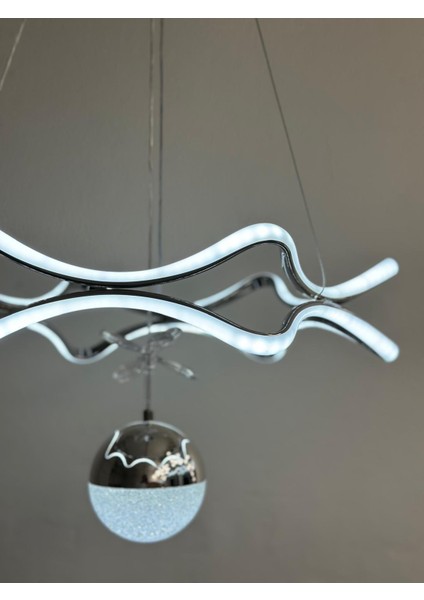 Modern Lüks Salon Model Ledlı 3 Renk Krom Sarkıt Avıze modelleri