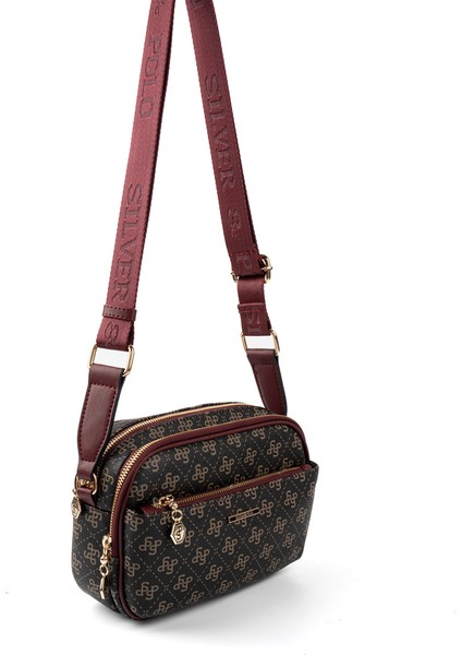 Kadın Çapraz Çanta 1162-48442 Sılver Polo Çapraz Bayan Çantası M178 Kahve Sarı-Mat Bordo