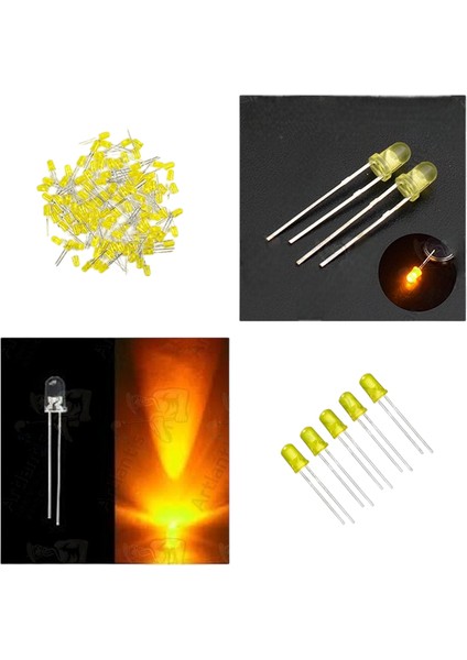 Sarı Mantar LED Diyot Lamba 150 Li 1 Paket Sarı 4.8 mm Mini Mantar LED Lamba Deney Bilim Proje Arduino Işığı modelleri