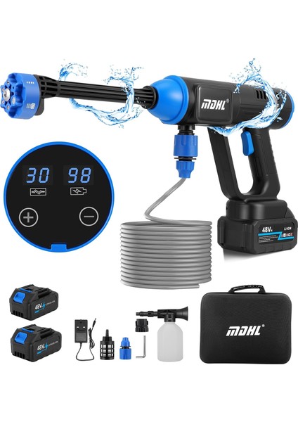 Kablosuz Yuksek Basinc Temizlik Makinesi 725 Psı 48V Akulu Fircasiz Motor 10M Hortum 6in1 Meme