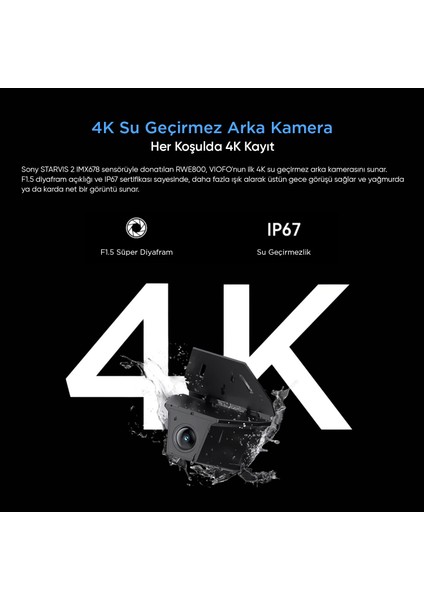 RWE800 A229 Ultra Uyumlu 4K Ultra Hd IP67 Su Geçirmez Dış Arka Kamera fiyatları