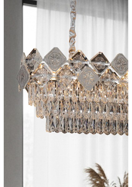 Emir Krom 90 cm Kristal Taşlı Modern Avize – Yemek Masası ve Salon fiyatları