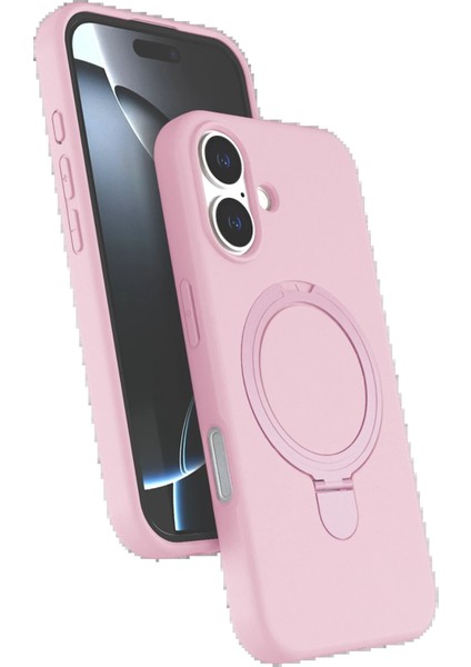 Apple iPhone 16 Plus Regal Magsafe Standlı Kapak - Açık Pembe