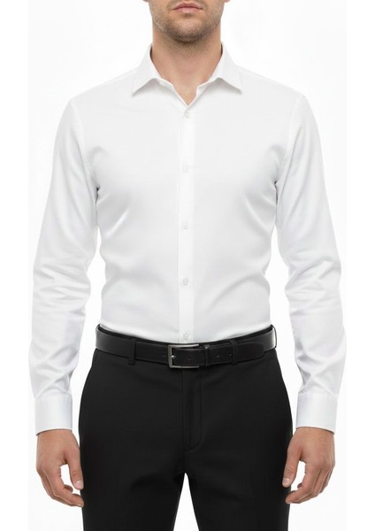 Dar Kesim Mevsimlik Düz Renk Erkek Gömlek