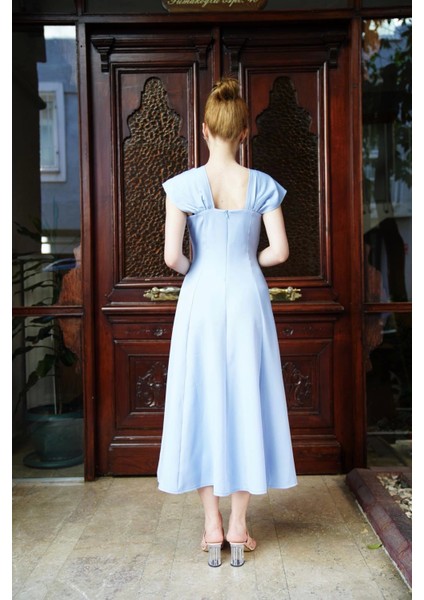 U Yaka Prenses Elbise Mavi S255101 fiyatları