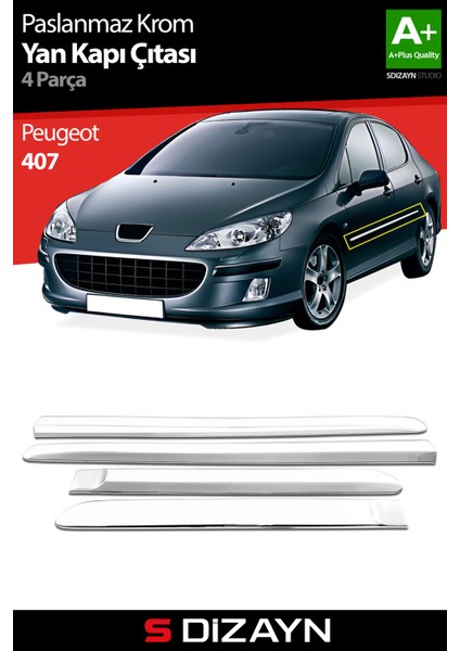 Peugeot 407 Krom Yan Kapı Çıtası 4 Prç 2004-2010 modelleri