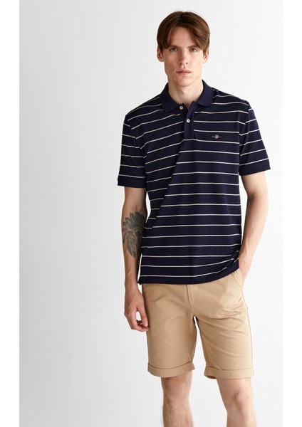 Erkek Lacivert Regular Fit Çizgili Polo 2014026.433