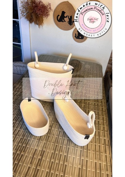 3lü Organizer Tress Çok Amaçlı Düzenleyici Sepet Havlupan Banyo Dekoratif