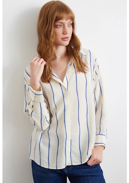 Modal Kumaş Çizgili Gömlek
