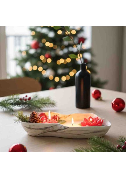 Dekoratif Mermer Desenli Ev,ofis,hediyelik Büyük Mum Aranjman Tabağı fiyatları