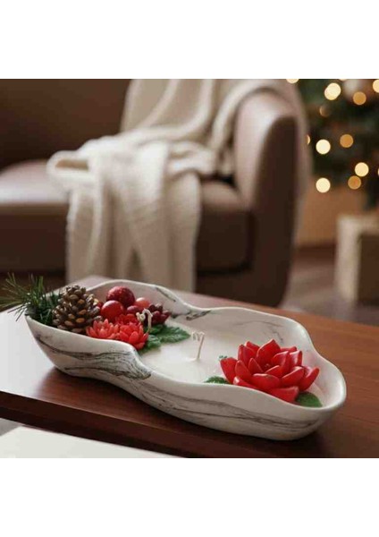 Dekoratif Mermer Desenli Ev,ofis,hediyelik Büyük Mum Aranjman Tabağı fırsatları