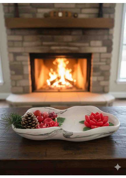 Dekoratif Mermer Desenli Ev,ofis,hediyelik Büyük Mum Aranjman Tabağı indirimleri