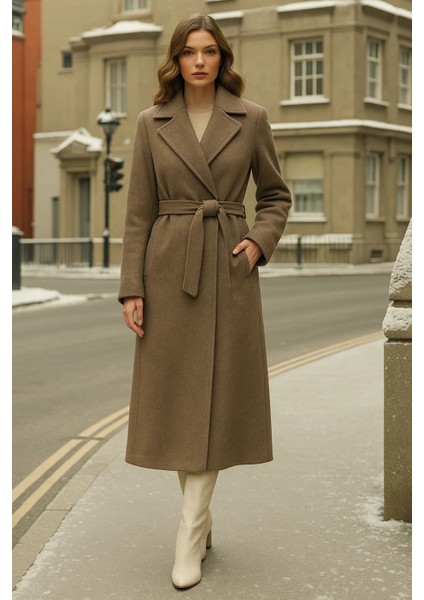 Kadın Kruvaze Premium Vizon Kaşe Kaban fiyatları