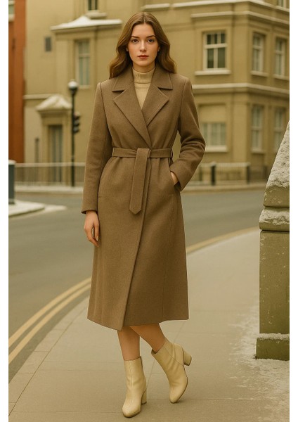 Kadın Kruvaze Premium Vizon Kaşe Kaban modelleri