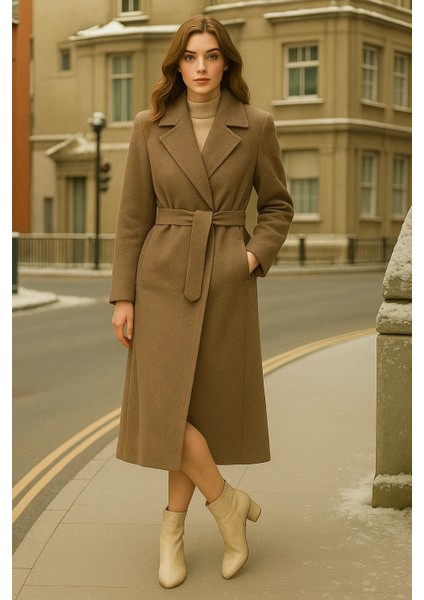 Kadın Kruvaze Premium Vizon Kaşe Kaban fırsatları