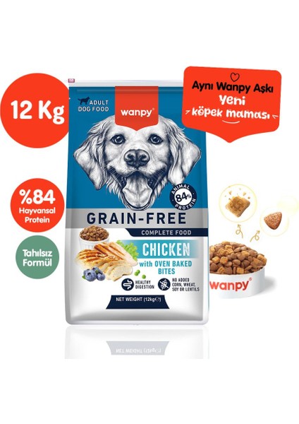 Tahılsız Tavuklu Yetişkin Köpek Maması 12 kg