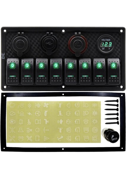 Switch Panel 8'li Usb, Plastik Çakmaklık, Voltmetre fiyatları