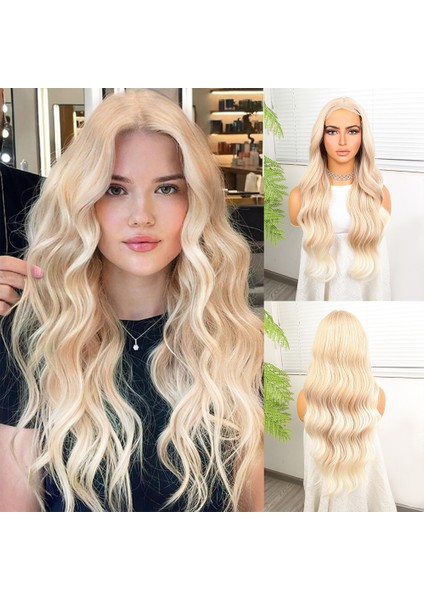 Açık Rus Kumralı Beyaz Platin Ombre Fiber Sentetik Tül Peruk